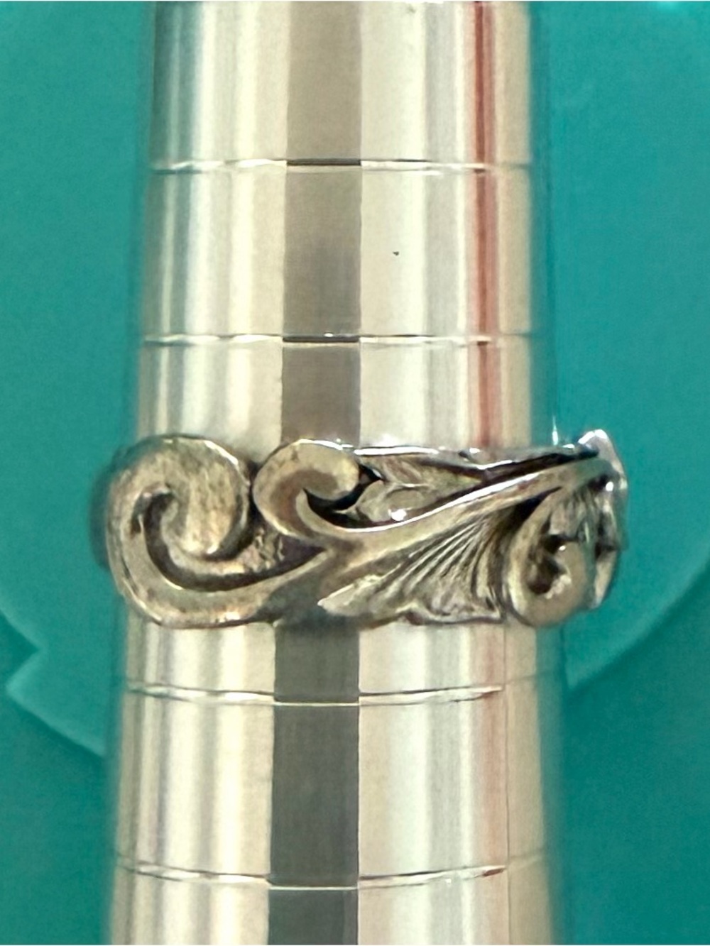 Hawaiian Heirloom Scroll Band Plumeria Wave Sterling Silver Ring 7 - Picture 5 of 10